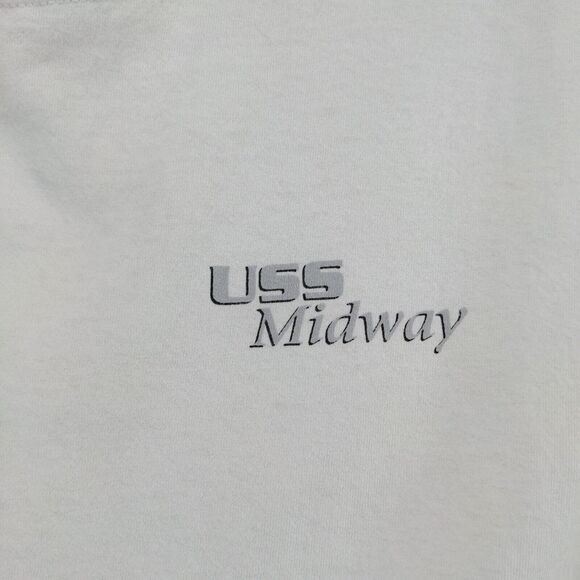 USS Midway T Shirt Size L White Double Sided Graphic Navy Short Sleeve - Picture 9 of 16